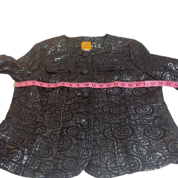 Ruby RD Women's Shiny Sparkly Metallic Button-down Blazer Black Size 14 NWT - Picture 3 of 11